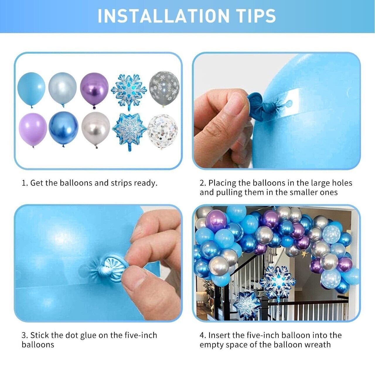 Metallic Blue Frozen Balloon Set Garland Arch Kit Birthday Party Decor AU-94PCS