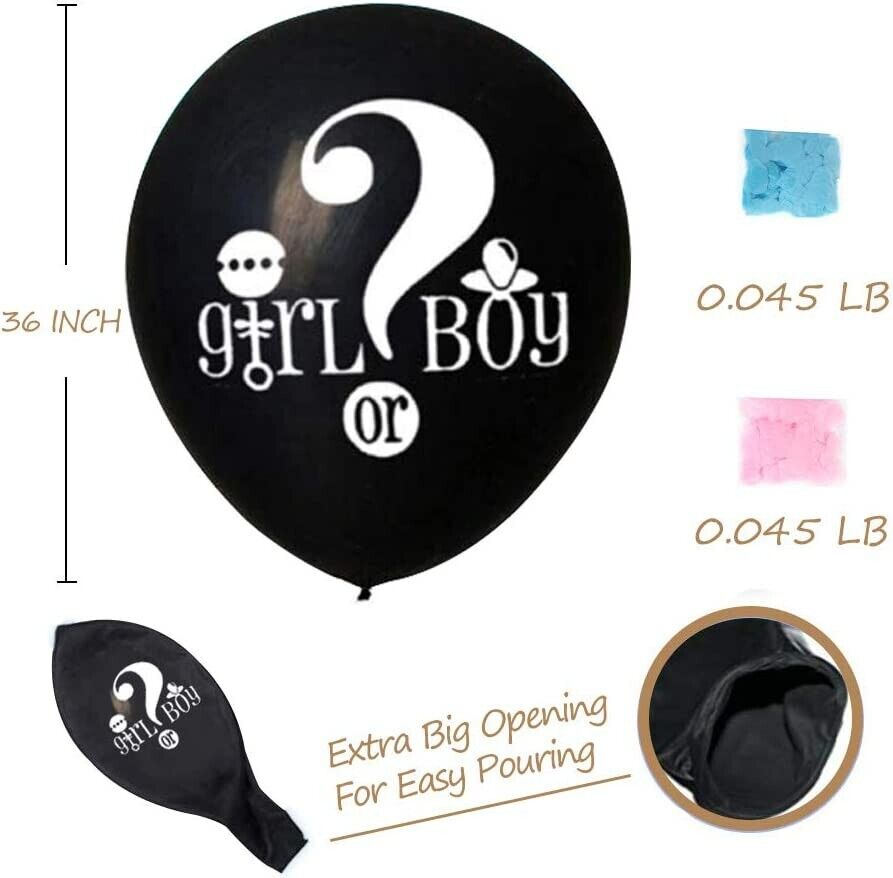 200PCS Boy or Girl Gender Reveal Baby Shower Decorations Balloons Banner Topper He She