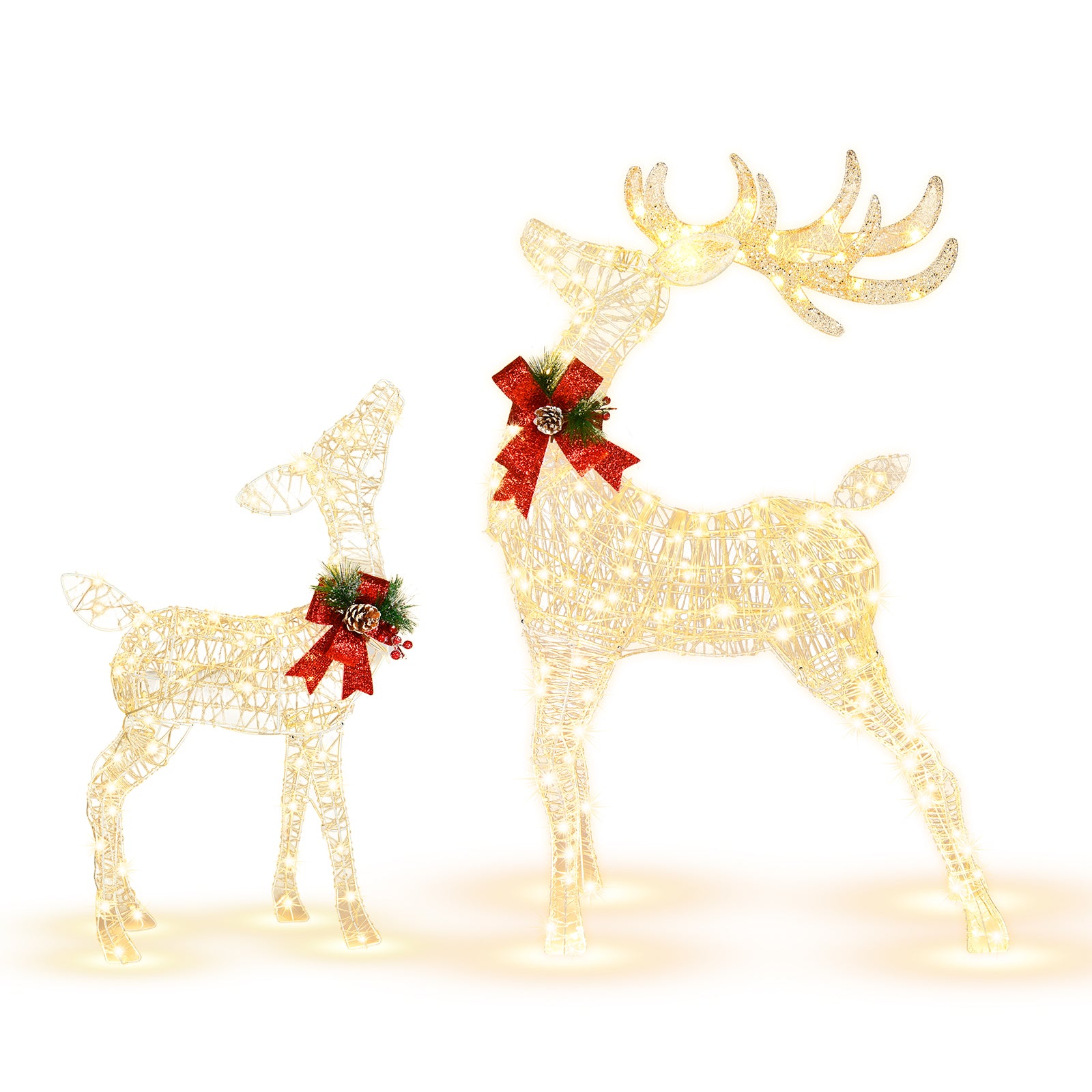 Christmas Decoration Outdoor LED Lights Reindeer Xmas Decor (1pcs 50LED Reindeer + 1pcs 120LED Lighted Reindeer)