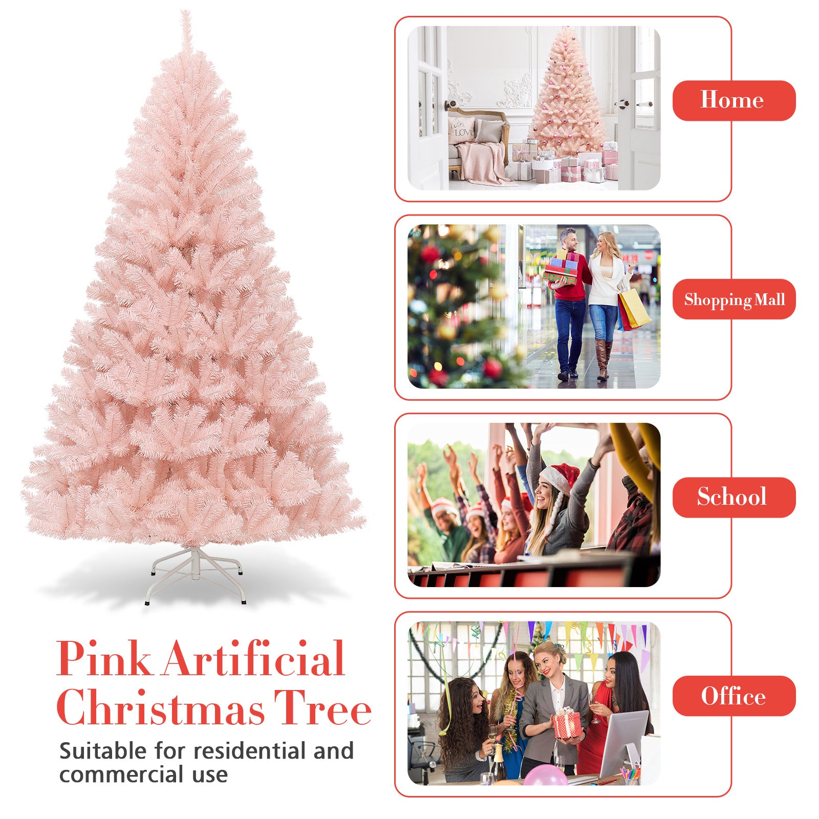 2.1M Pink Christmas Tree Decoration Xmas Trees