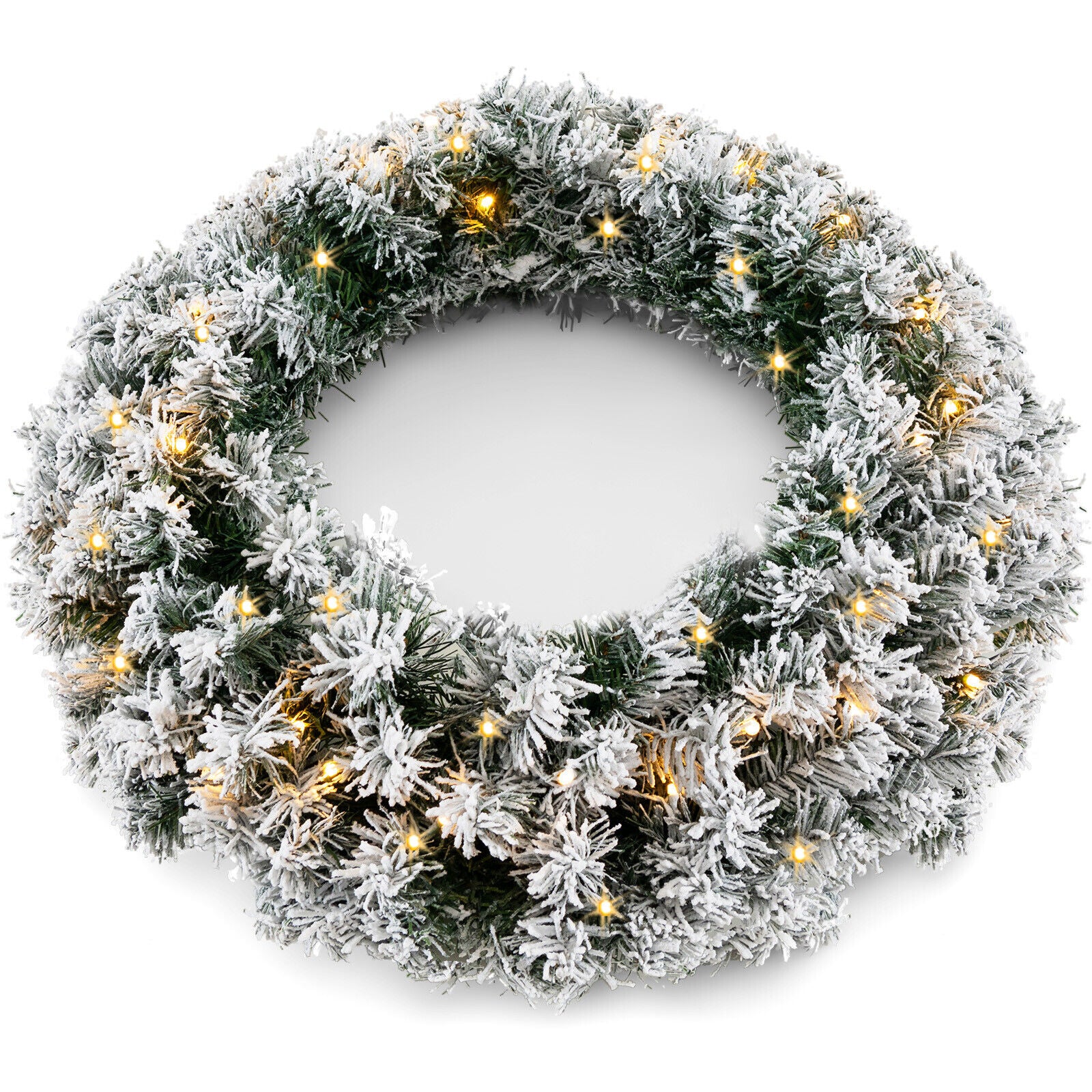 60CM Christmas Garland Wreath Xmas Hanging Decoration LED Lights