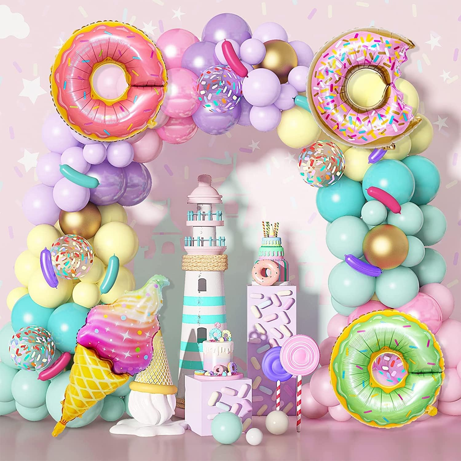 139PCS Girl Donut theme Birthday Party Decorations Set Kids