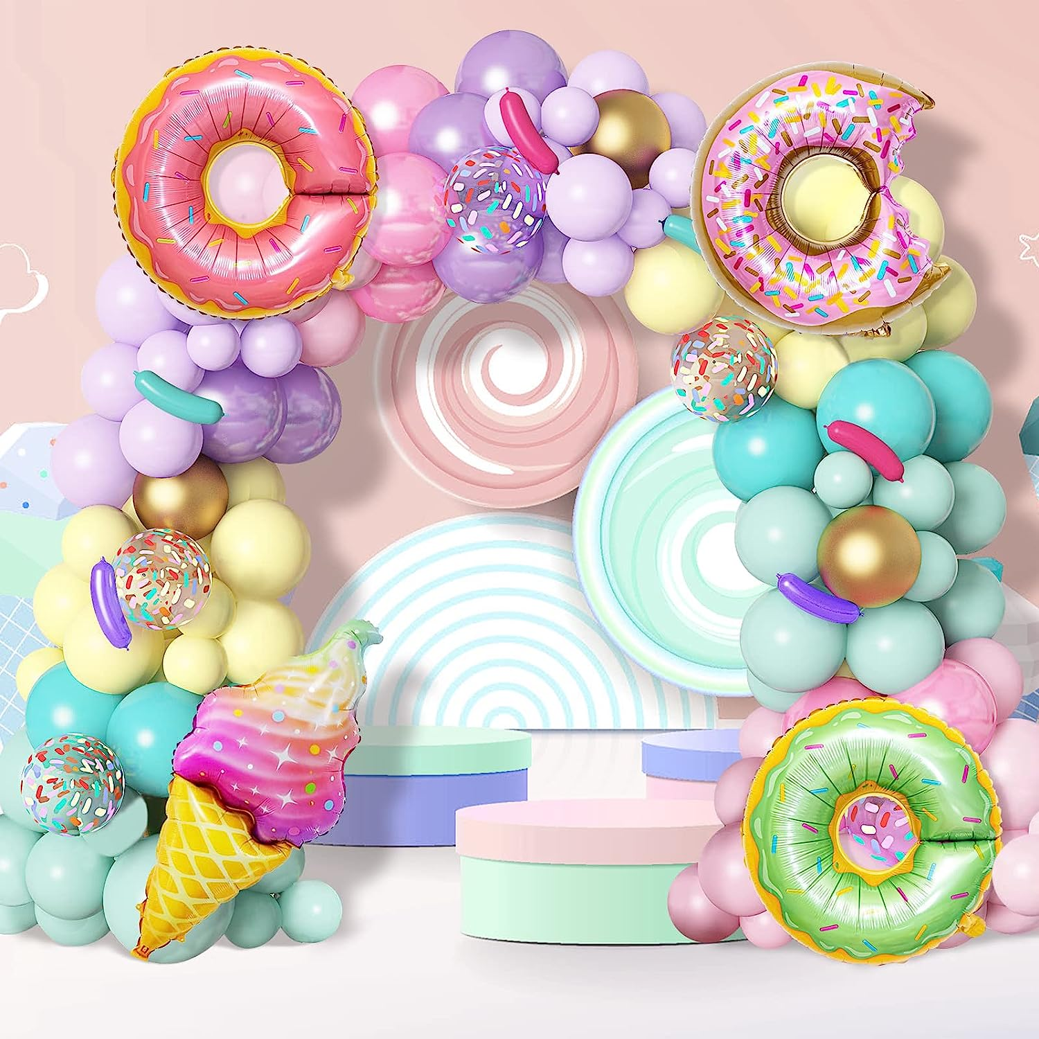 139PCS Girl Donut theme Birthday Party Decorations Set Kids