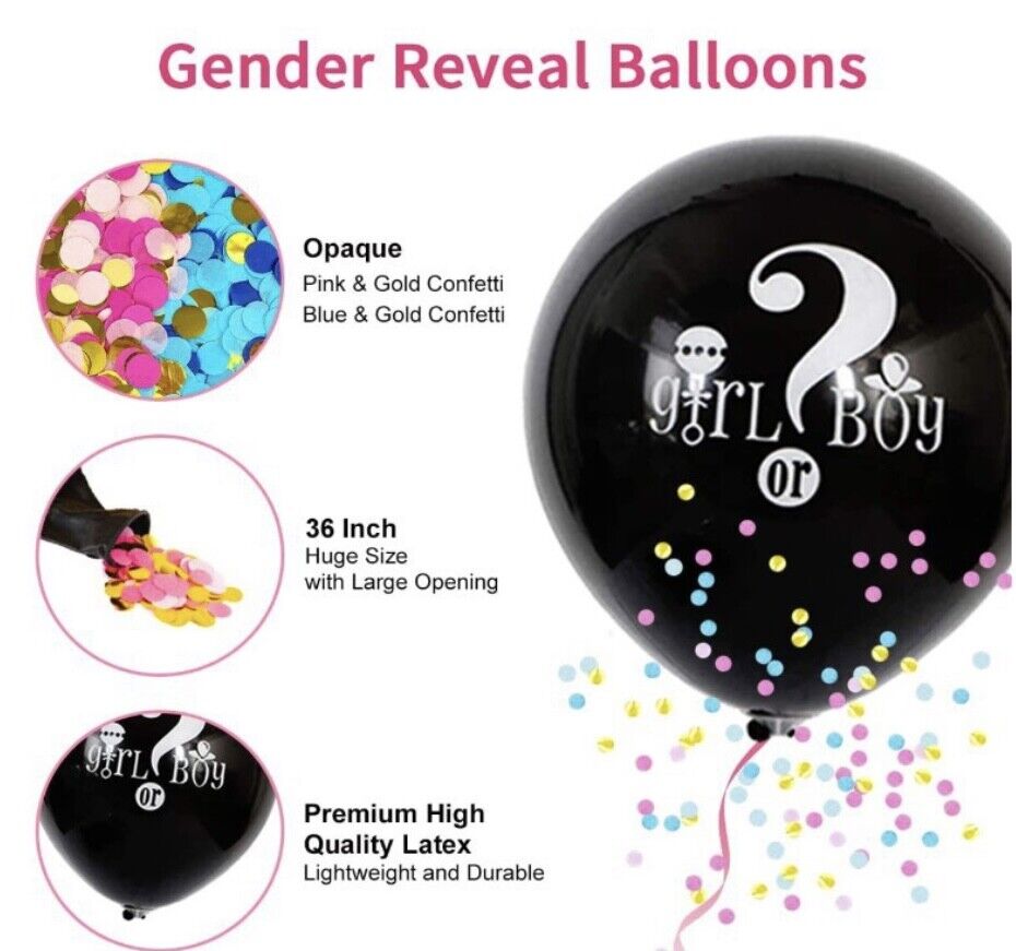 96PCS Gender Reveal Party Balloon Set Boy or Girl Baby Shower Decoration He She Fringe