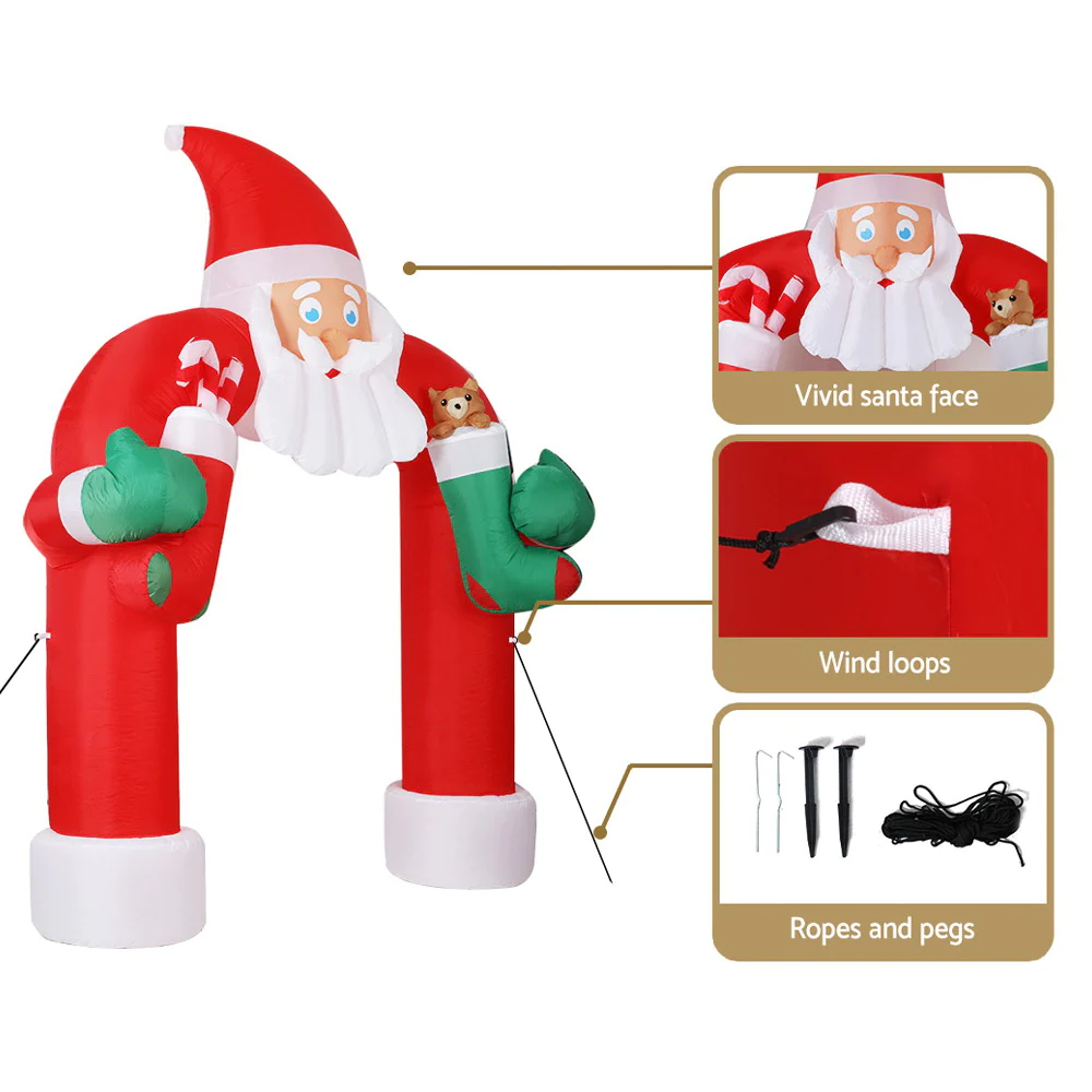 2.3M Christmas Inflatable Santa Archway Outdoor Xmas Decorations