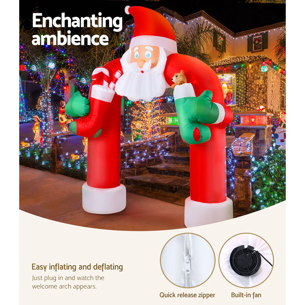 2.3M Christmas Inflatable Santa Archway Outdoor Xmas Decorations