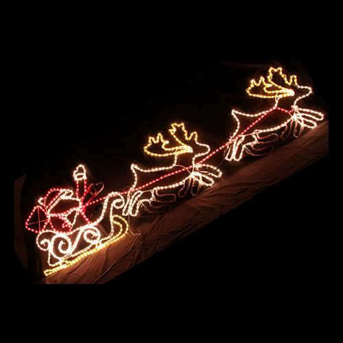 2.5M LED Santa on Sleigh Reindeer Rope Light Christmas Decoration