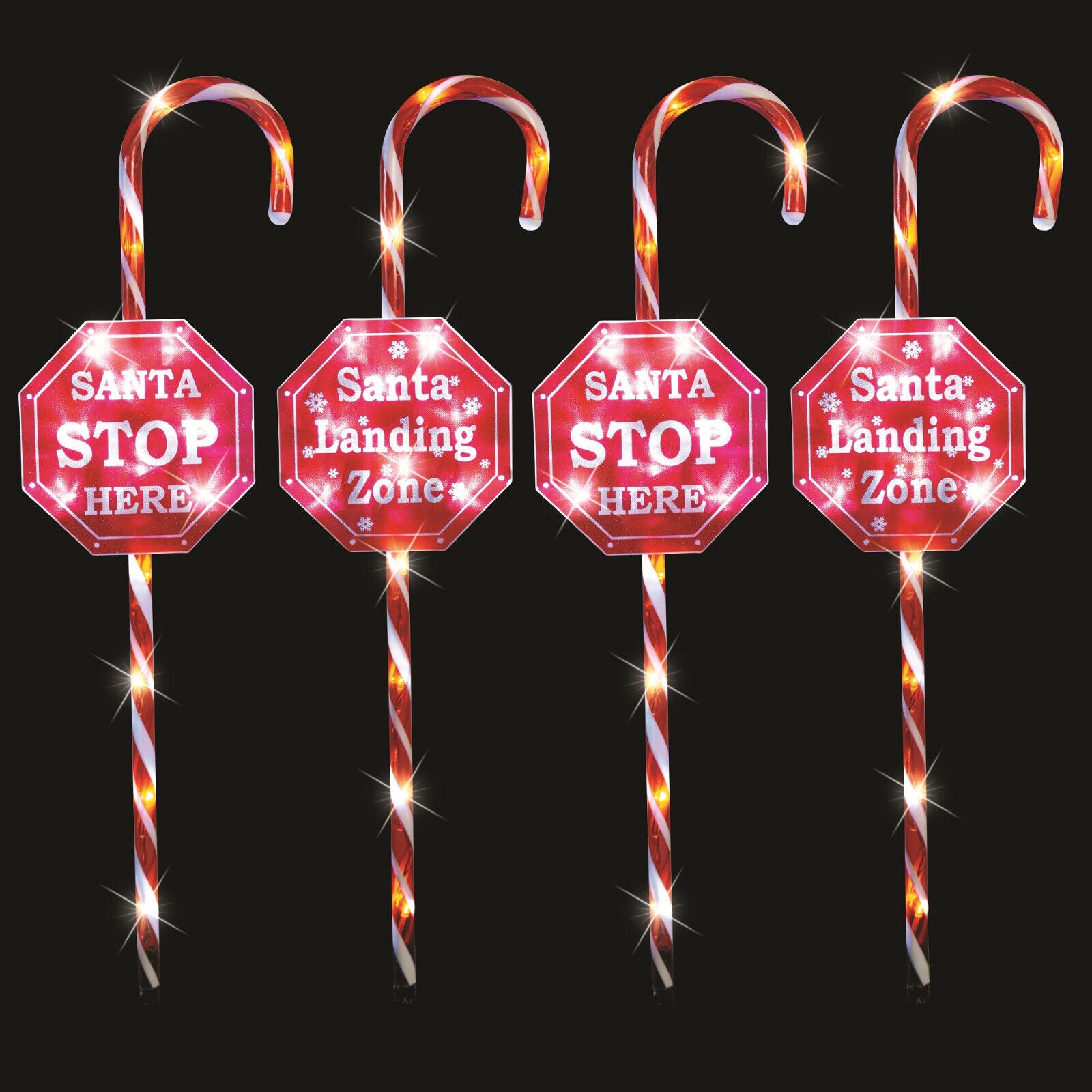 4 Pack Santa Stop Here Santa Landing Zone Outdoor Christmas XMAS Lights