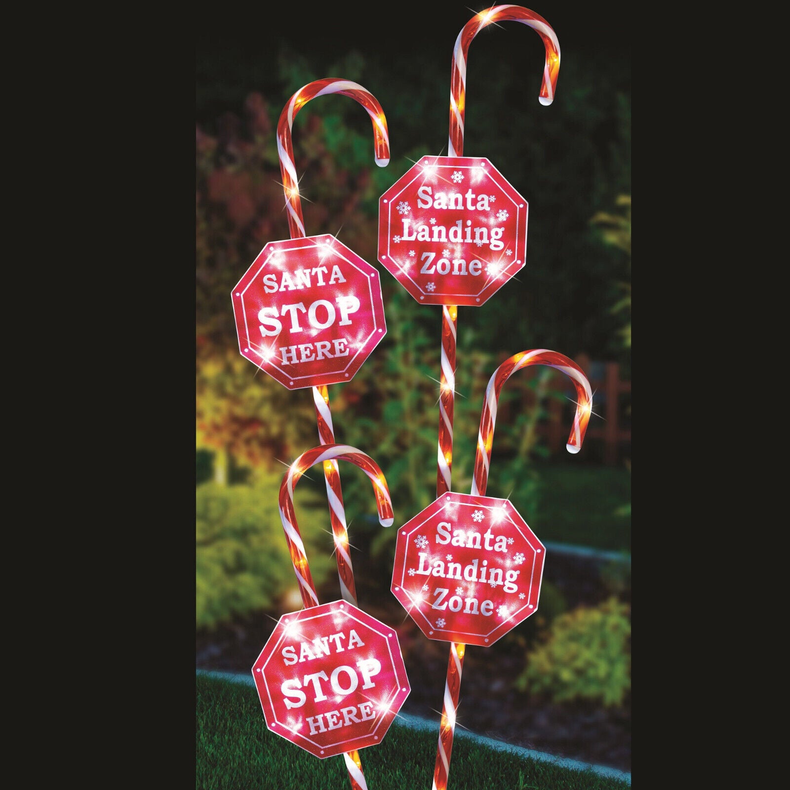 4 Pack Santa Stop Here Santa Landing Zone Outdoor Christmas XMAS Lights