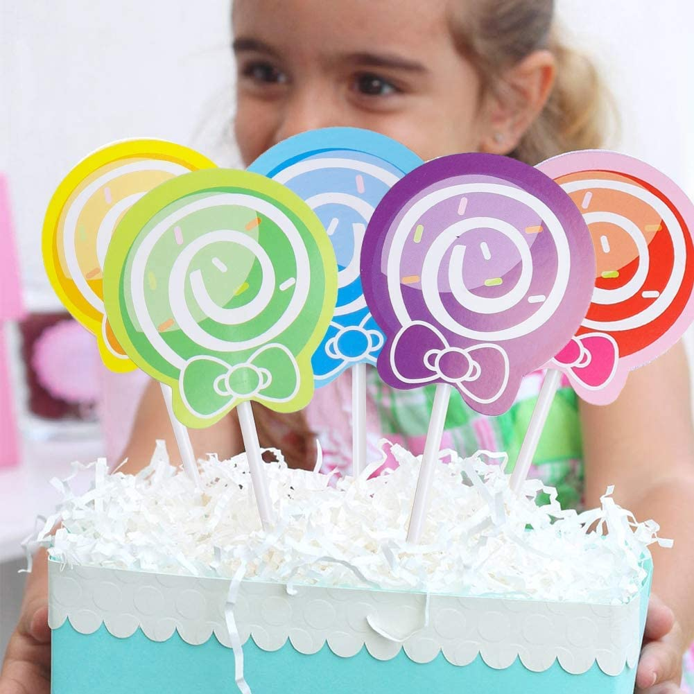 128PCS Candy Theme Party Decorations Set - Candy Backdrop Lollipop Balloon Cupcake