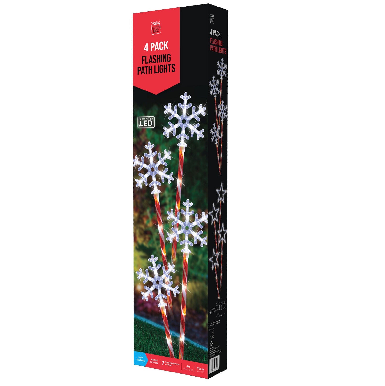 4 Pack FLASHING SNOWFLAKE Christmas XMAS Lights