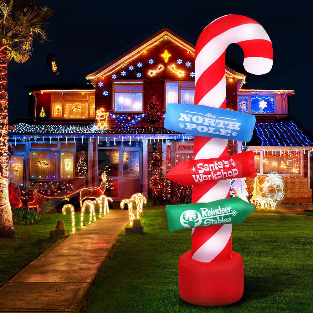 2.4M Christmas Inflatable Santa Candy Pole