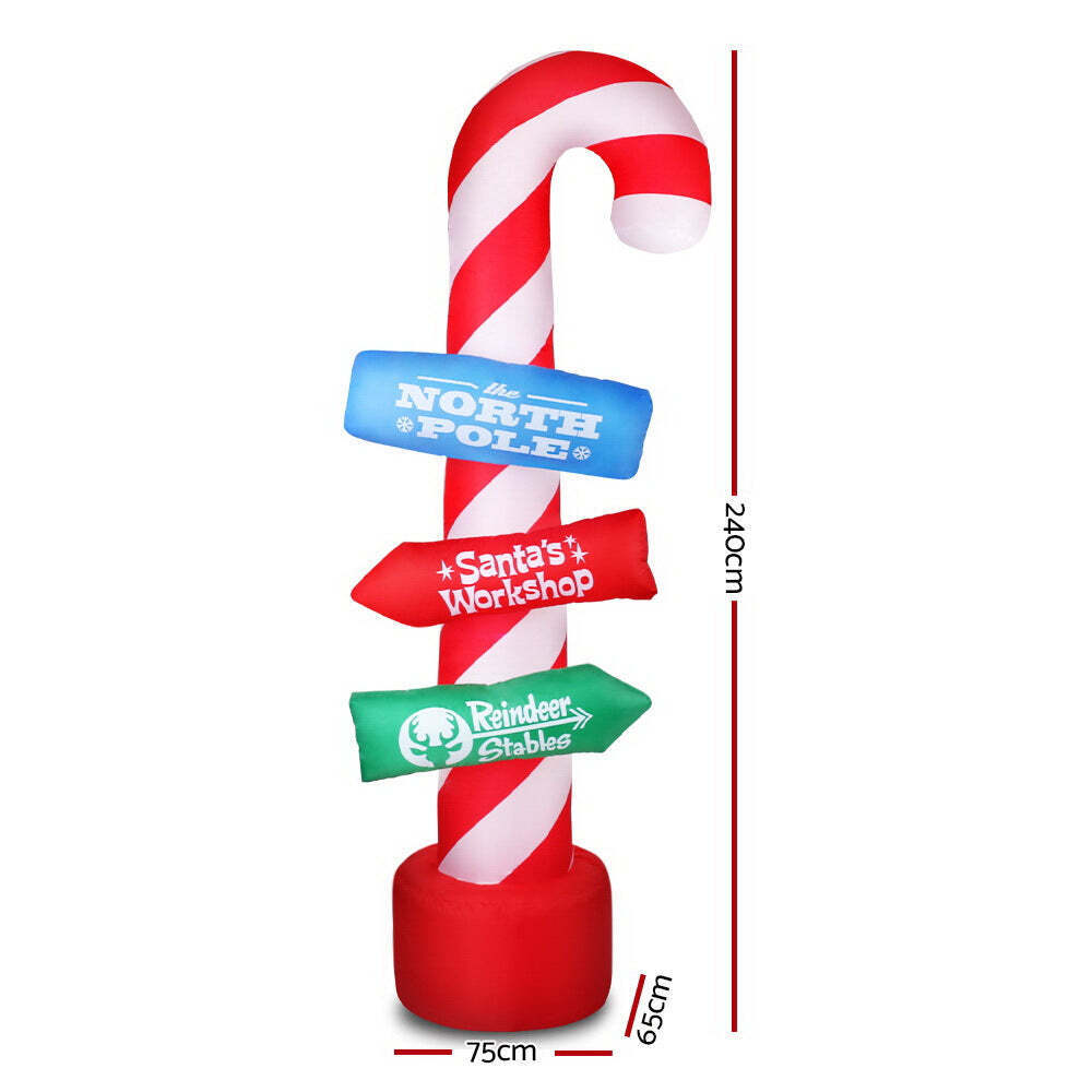 2.4M Christmas Inflatable Santa Candy Pole