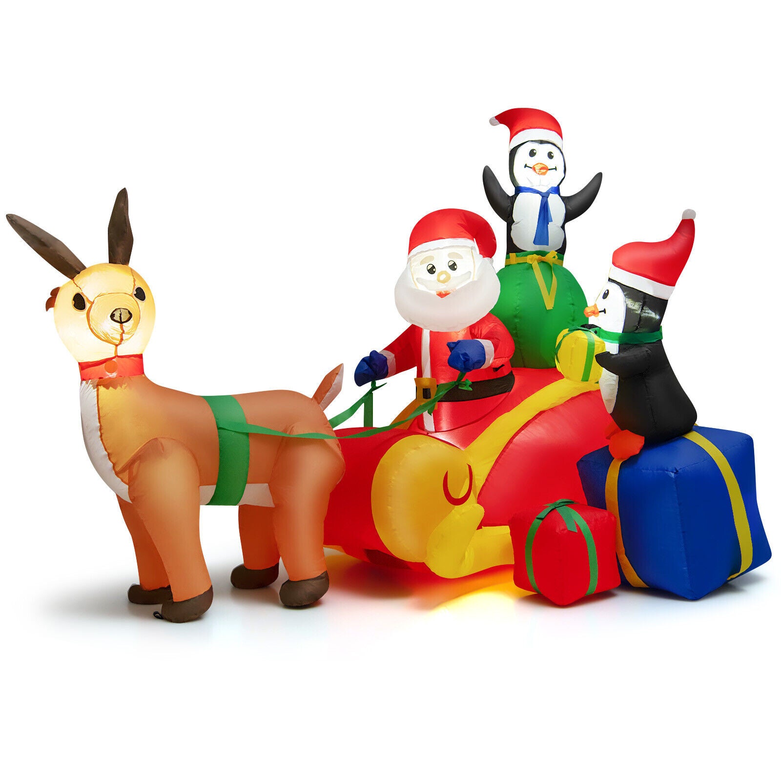 1.8M Christmas Inflatable Decoration Santa Reindeer Sleigh