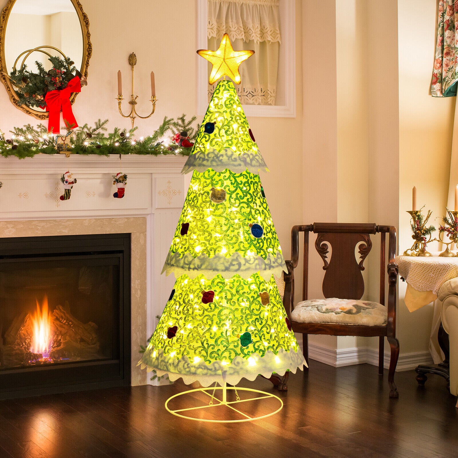 Pop-up Christmas Tree Xmas Decor with 110 warm lights