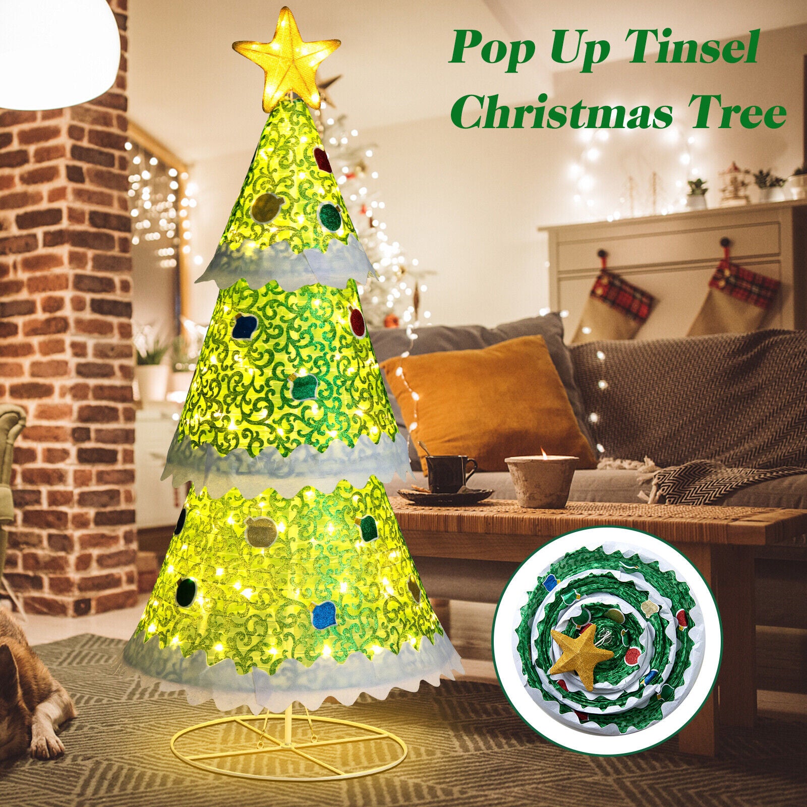 Pop-up Christmas Tree Xmas Decor with 110 warm lights