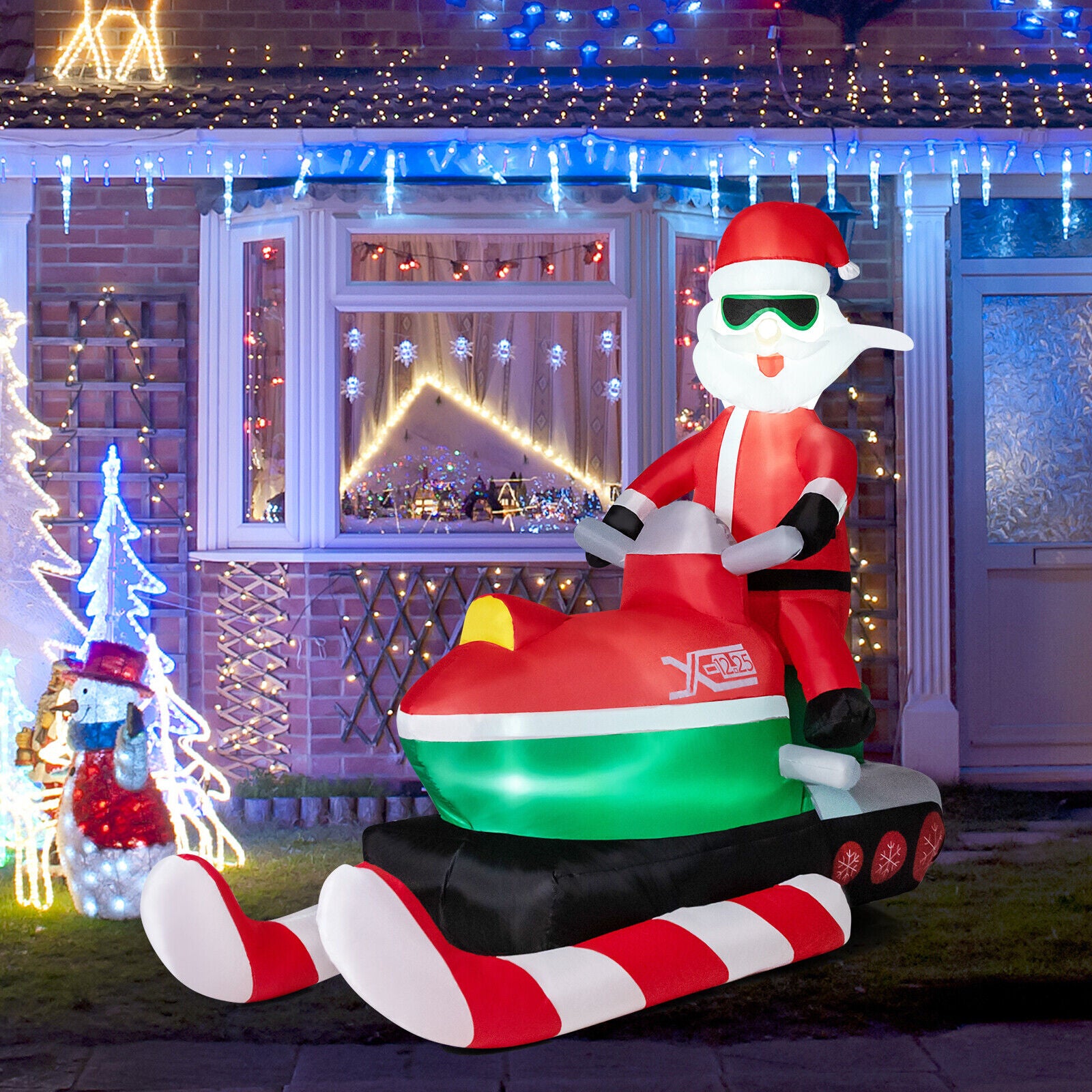 1.76 X 1.53M Christmas Inflatable Santa Claus on Bobsled with LED Lights