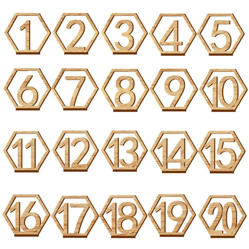 20PCS WOODEN TABLE NUMBERS WEDDING BIRTHDAY PARTY