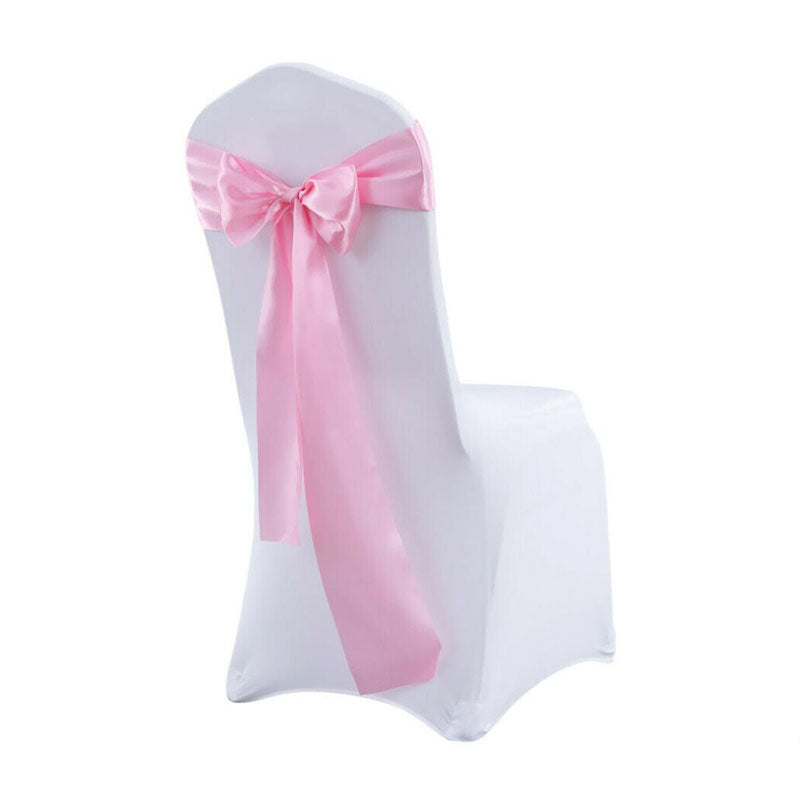 Satin Chair Sashes Cloth Cover Wedding Party Event- Pink-20Pcs