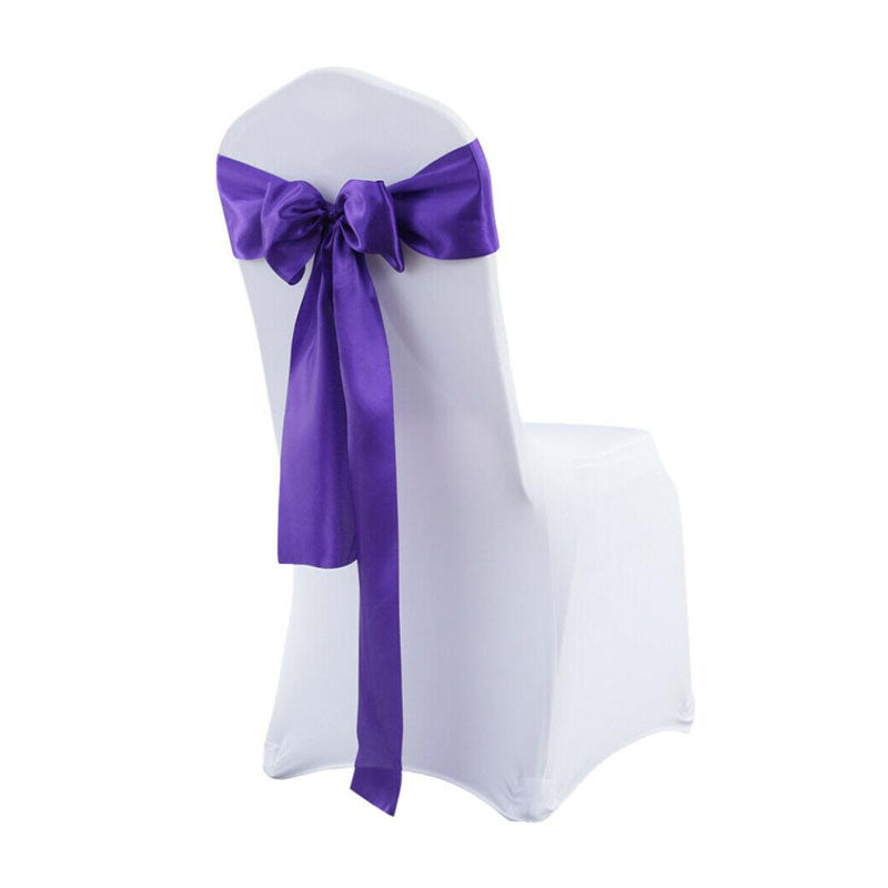 Satin Chair Sashes Cloth Cover Wedding Party Event- Purple-20Pcs