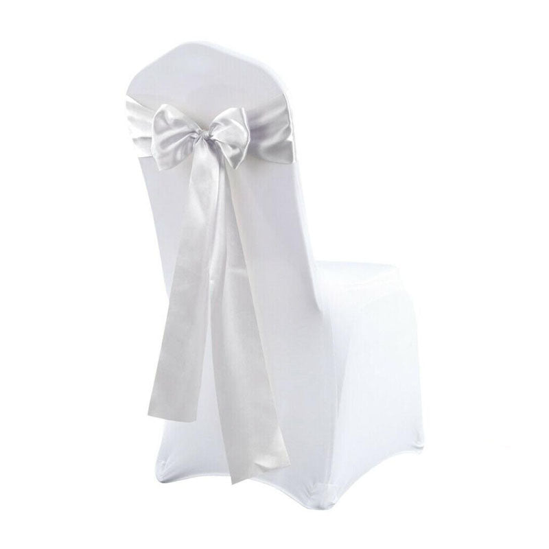 Satin Chair Sashes Cloth Cover Wedding Party Event- Silver-20Pcs