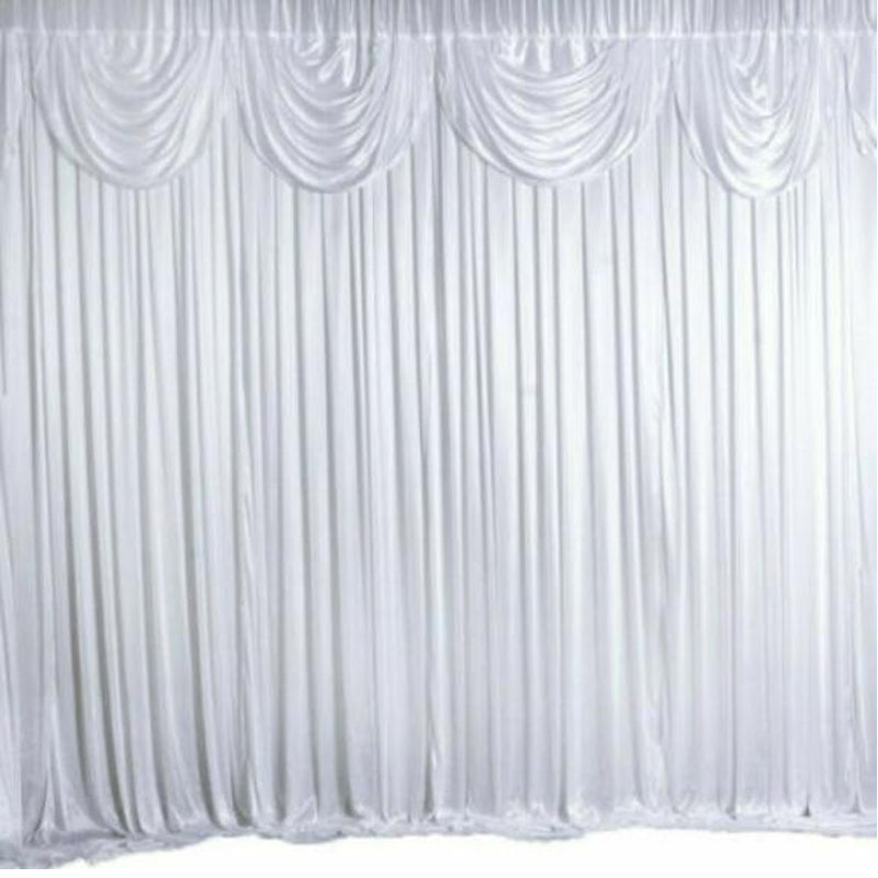 Ice Silk Wedding Party Stage Backdrop Sheer Satin Curtain Photo Background-With Swag-3x3M