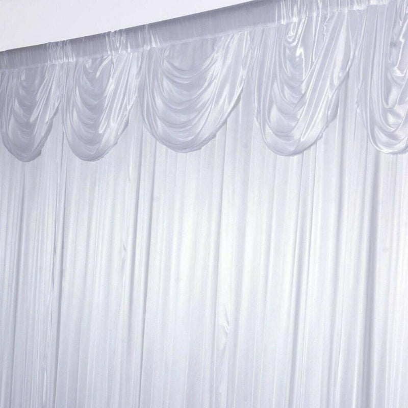 Ice Silk Wedding Party Stage Backdrop Sheer Satin Curtain Photo Background-With Swag-3x3M