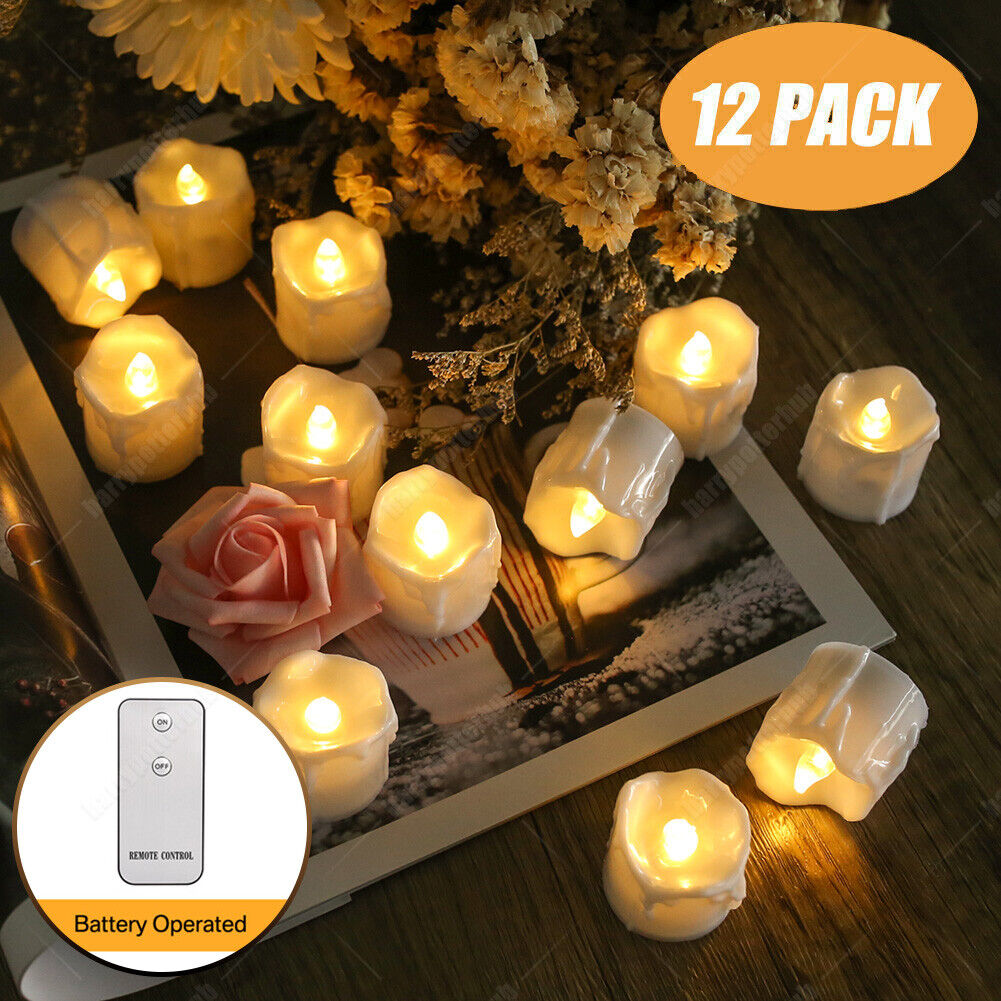 12Pcs Flickering LED Candle Tea Light Tealight Wedding