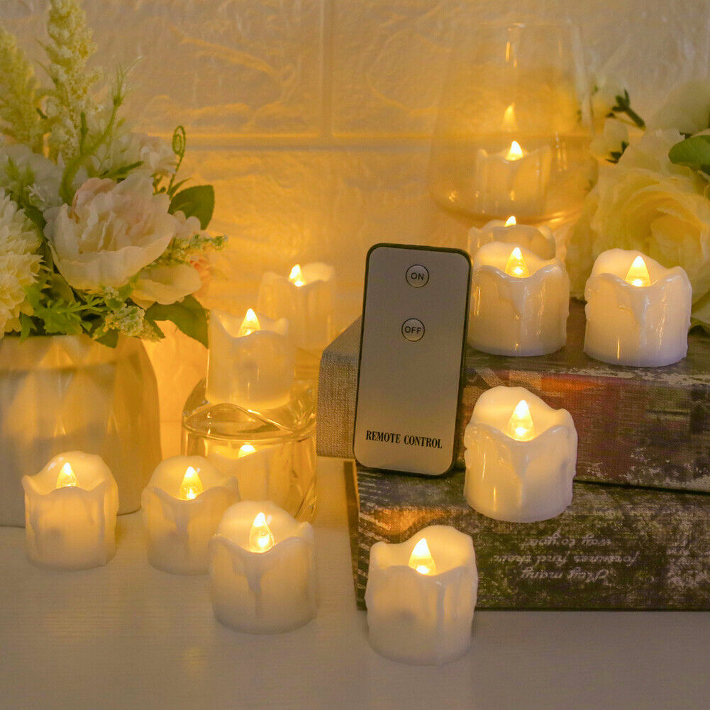 12Pcs Flickering LED Candle Tea Light Tealight Wedding