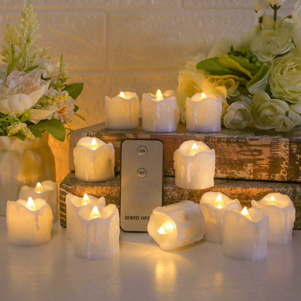 12Pcs Flickering LED Candle Tea Light Tealight Wedding