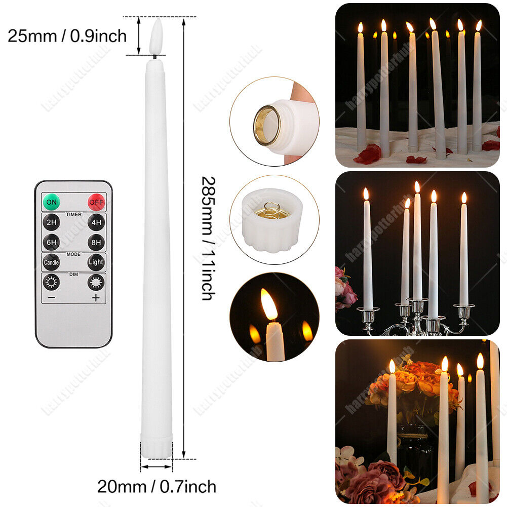 6Pcs Battery Operated LED Flameless Flickering Taper Candle