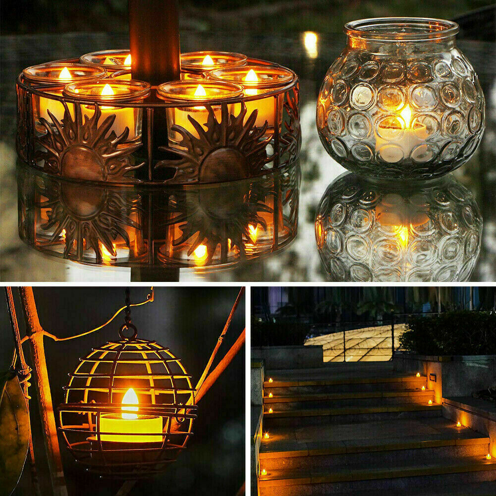 6PCS Waterproof Solar Powered LED Candle Light Tea Lights