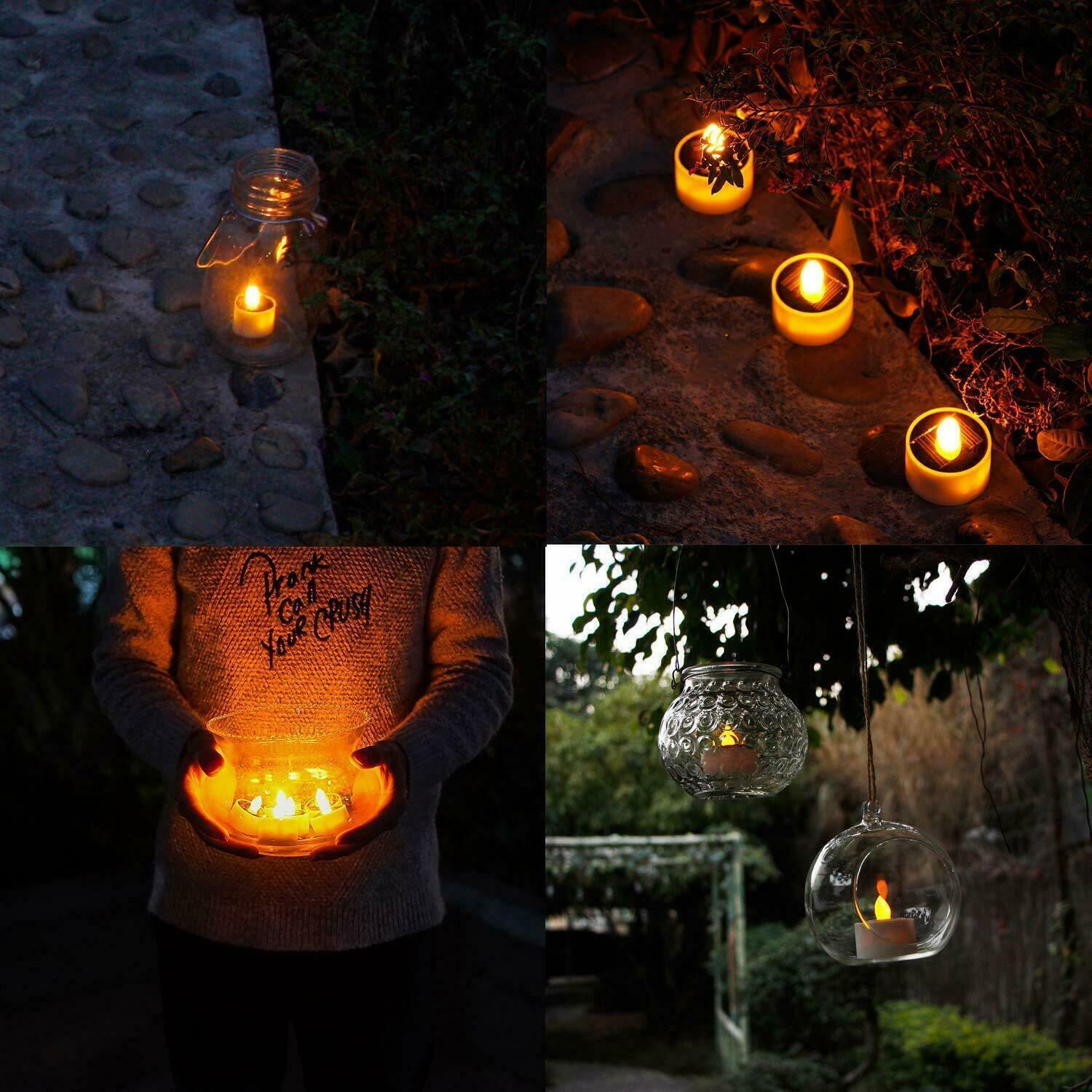 6PCS Waterproof Solar Powered LED Candle Light Tea Lights