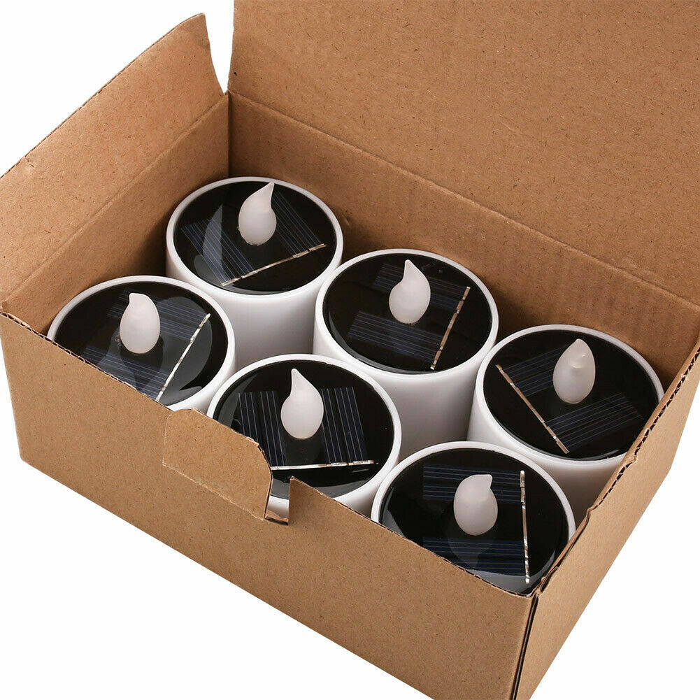 6PCS Waterproof Solar Powered LED Candle Light Tea Lights