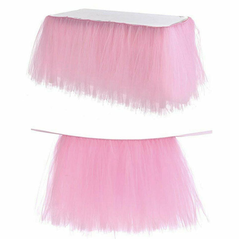 Pink Tulle TUTU Table Skirt Cover Birthday Wedding Party Table Cloth