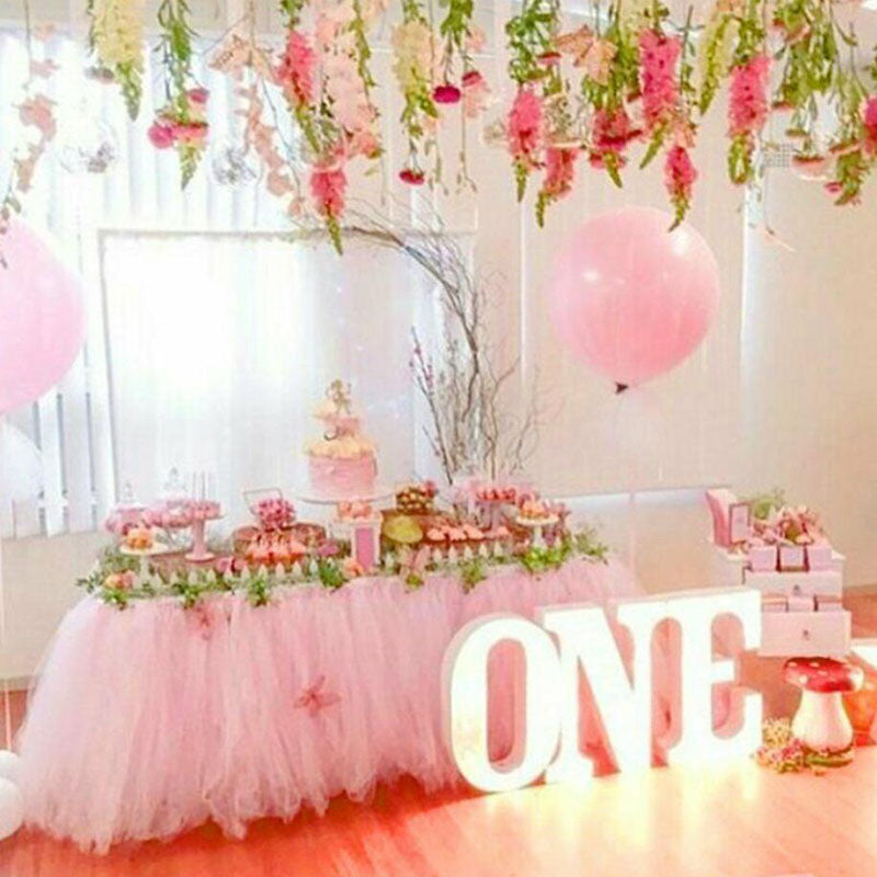 Pink Tulle TUTU Table Skirt Cover Birthday Wedding Party Table Cloth