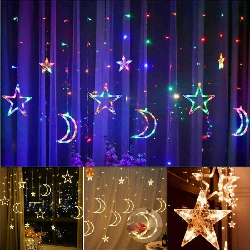 Star Moon Fairy Light LED Curtain String Xmas Wedding Party