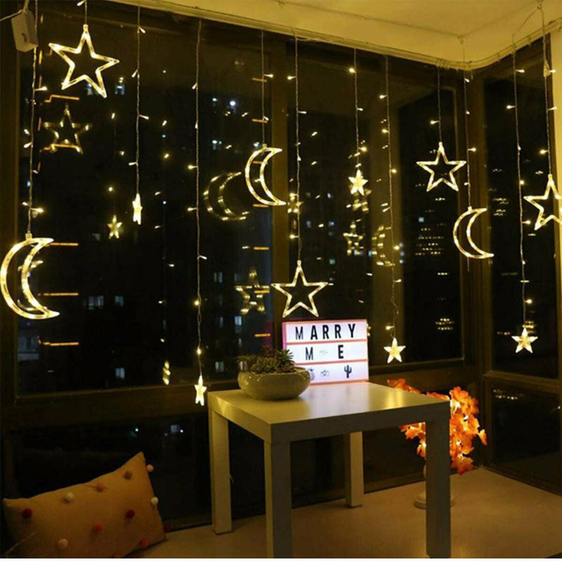 Star Moon Fairy Light LED Curtain String Xmas Wedding Party