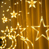 Star Moon Fairy Light LED Curtain String Xmas Wedding Party