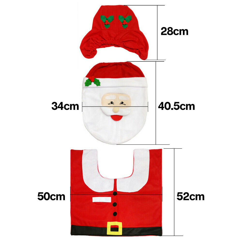 Santa Toilet Seat Cover Rug Bathroom Christmas Xmas