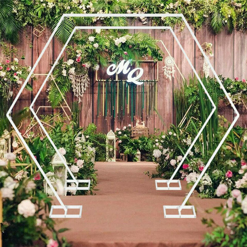 2M Metal Hexagon Arch Wedding Backdrop Stand Party Decoration