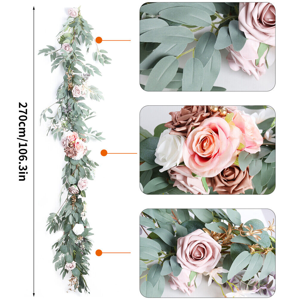 2.7m Wedding Rose Garland Floral Vines Table Runner Centerpieces