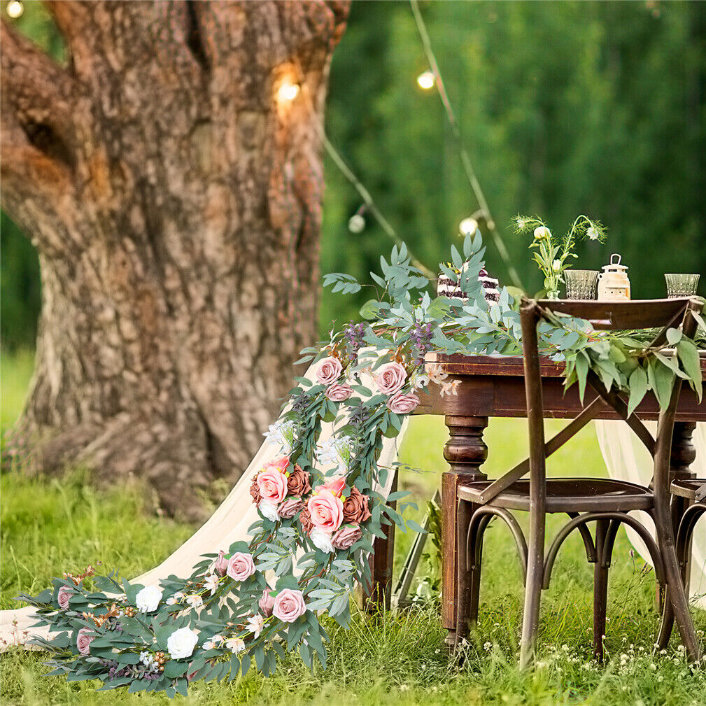 1.8m Wedding Rose Garland Floral Vines Table Runner for Centerpieces