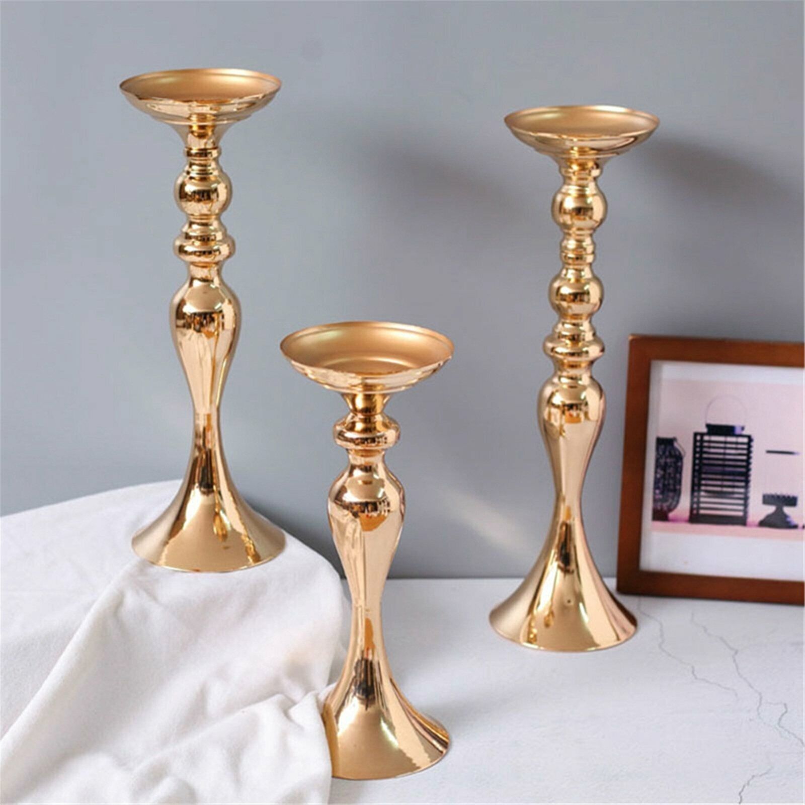 3pcs Flower Stand Metal Vase Table Gold Centerpiece