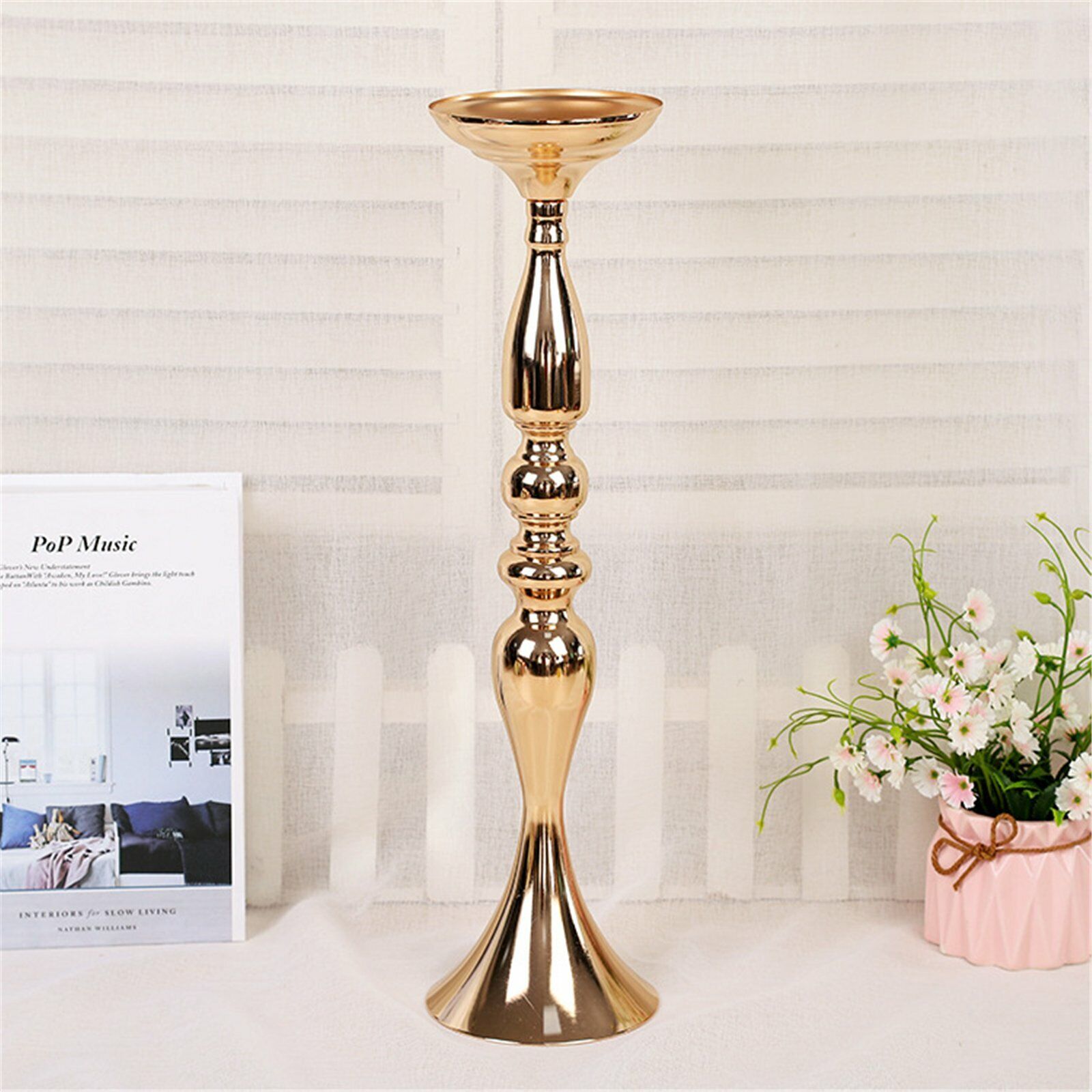 3pcs Flower Stand Metal Vase Table Gold Centerpiece