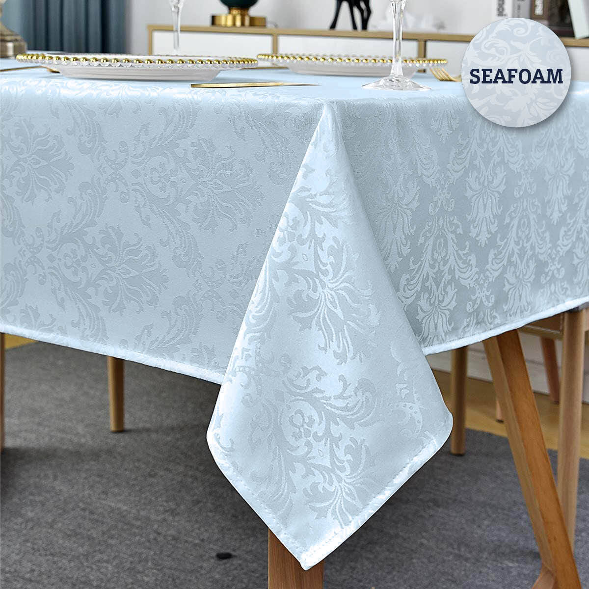 175cm Luxurious Tablecloth Rectangle Seafoam Elegant Design