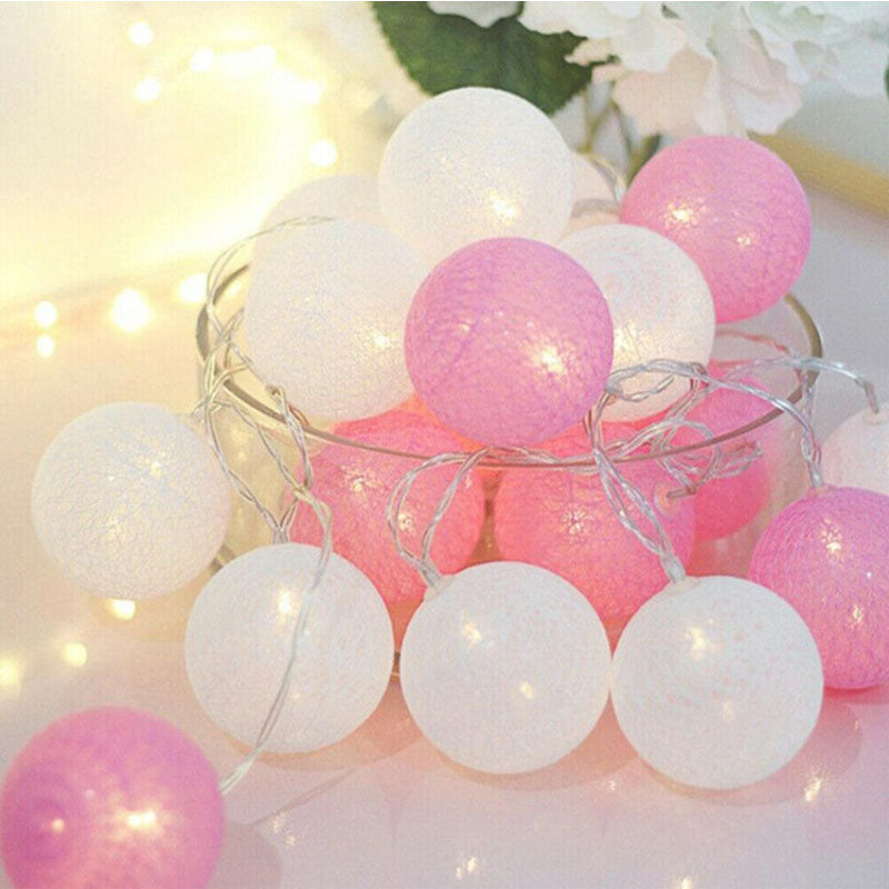 Cotton Ball Globe Garland String Fairy LED Lights Wedding Party