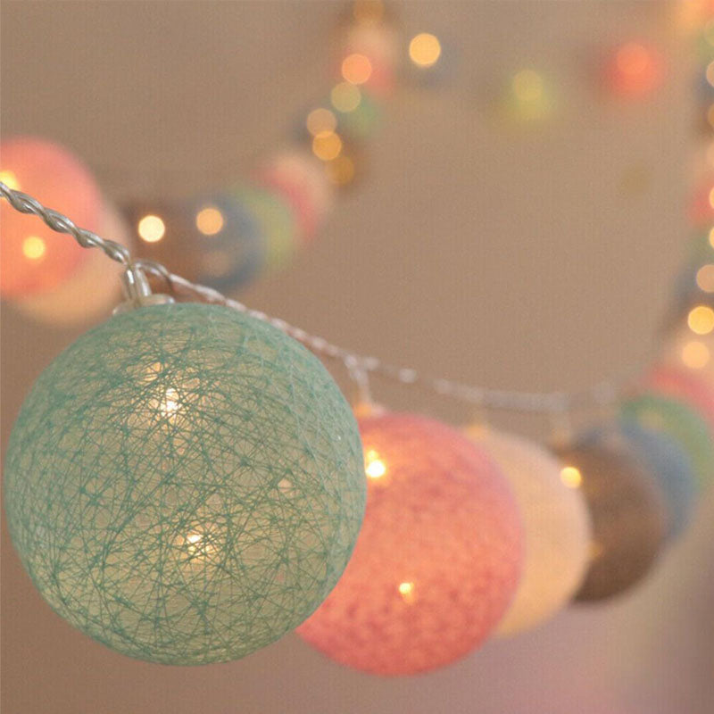 Cotton Ball Globe Garland String Fairy LED Lights Wedding Party