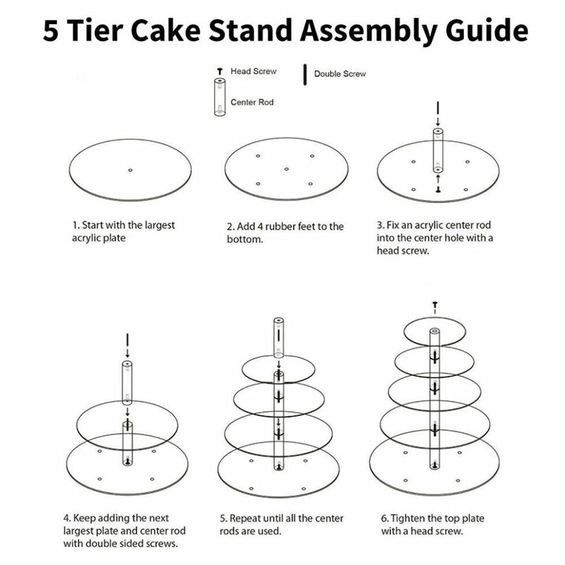 5 Tier Acrylic Round Cupcake Cake Stand