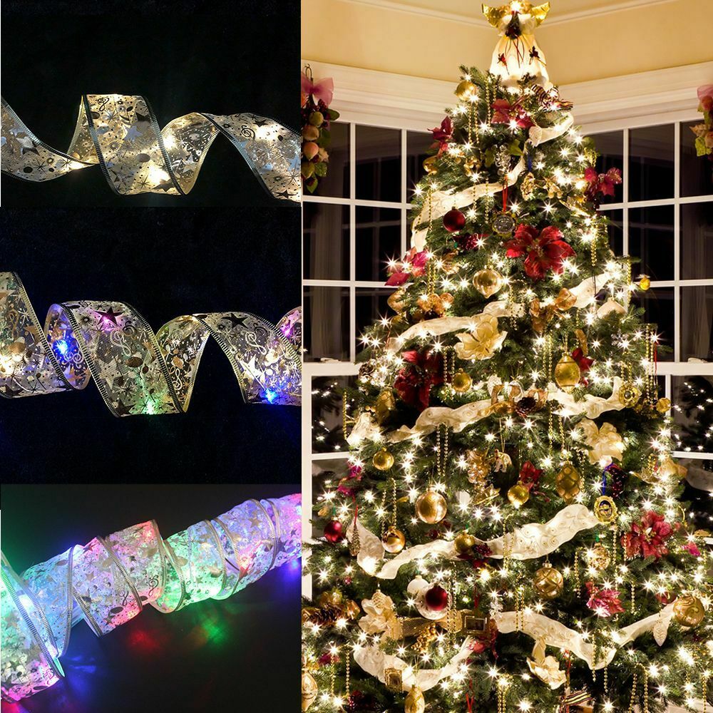 50 LED 5M Ribbon Bow Lights Christmas Tree Fairy String Lights